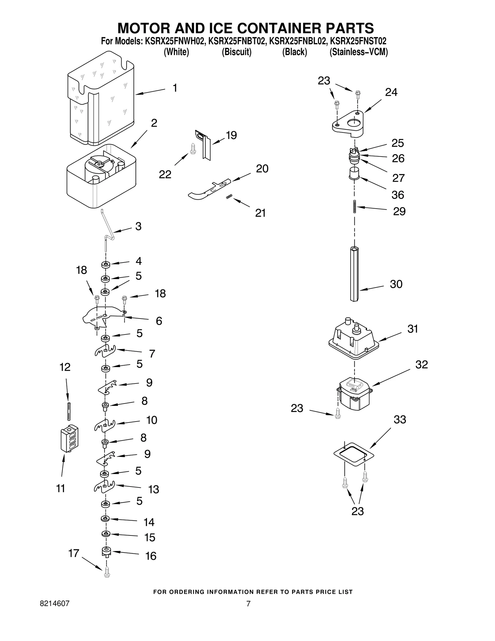 MOTOR AND ICE CONTAINER PARTS