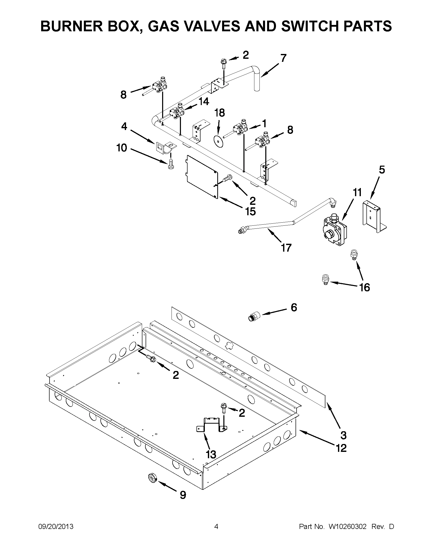 03 - BURNER BOX, GAS VALVES AND SWITCH PARTS