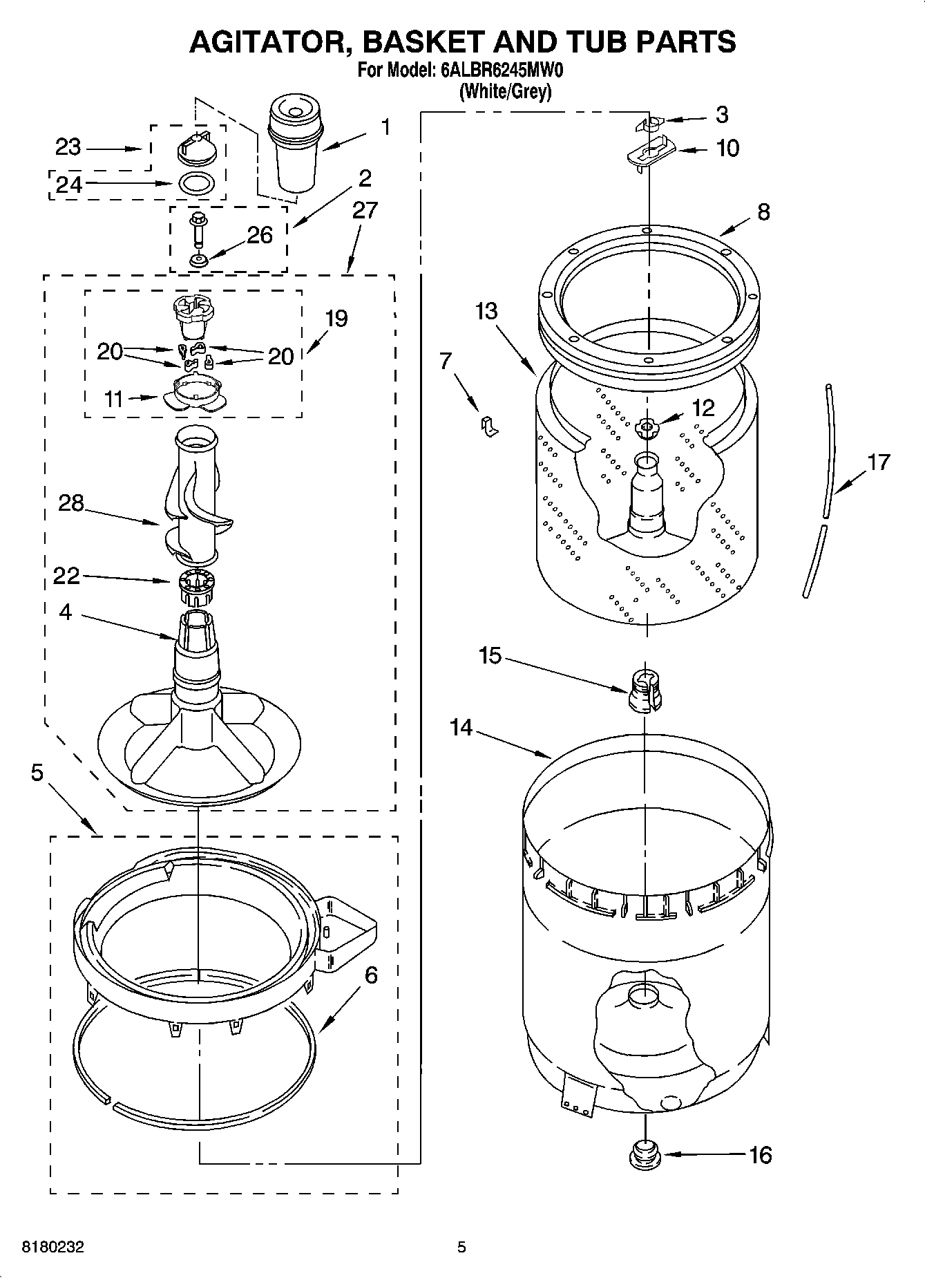 03 - AGITATOR, BASKET AND TUB PARTS