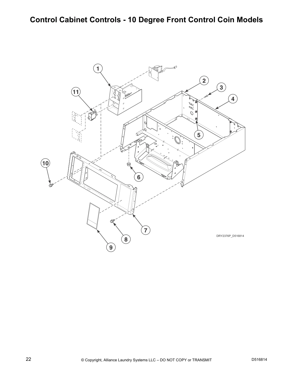 Control Cabinet Controls - 10 Degree Front Control Coin Models