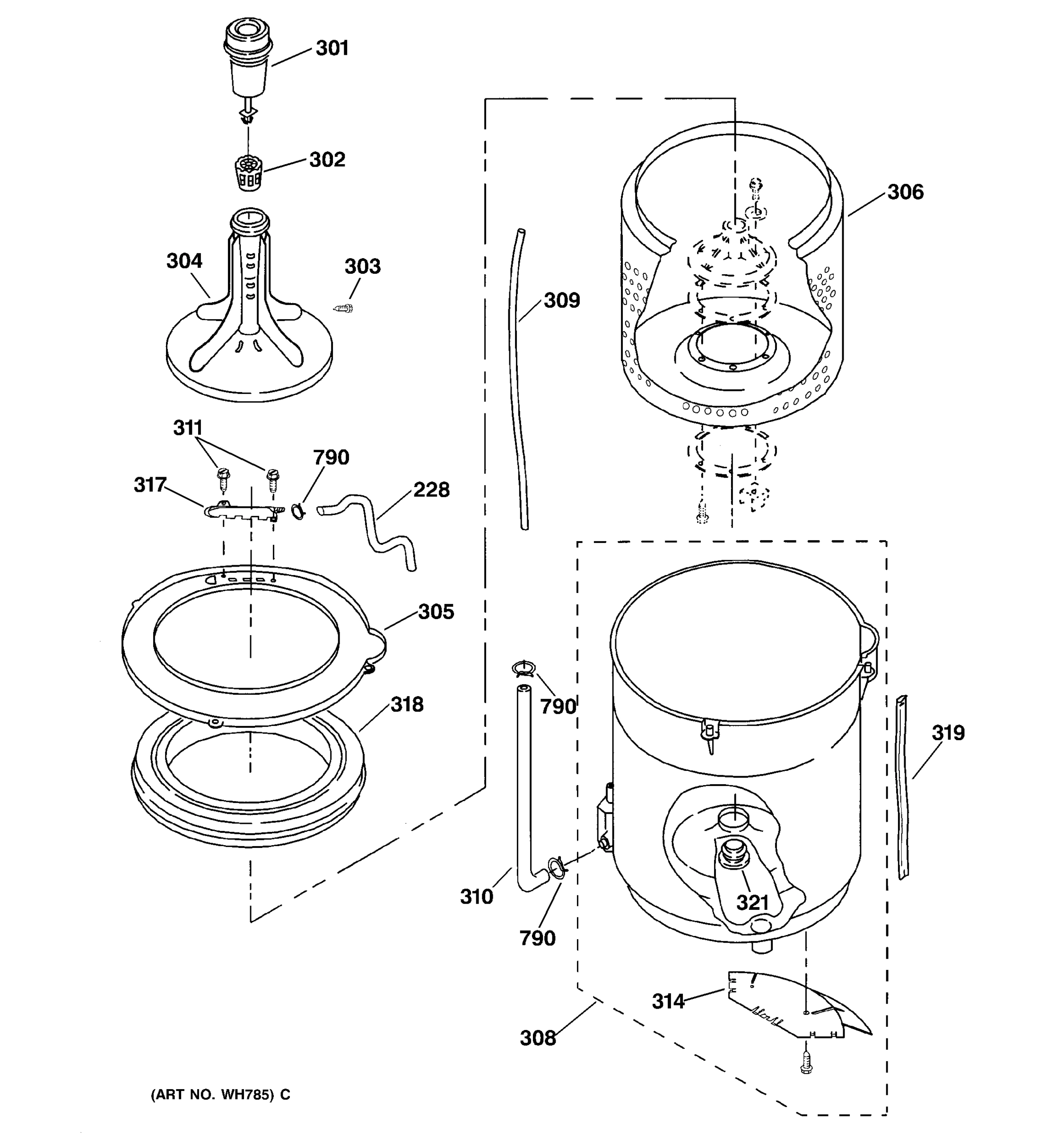 AGITATOR, BASKET & TUB PARTS