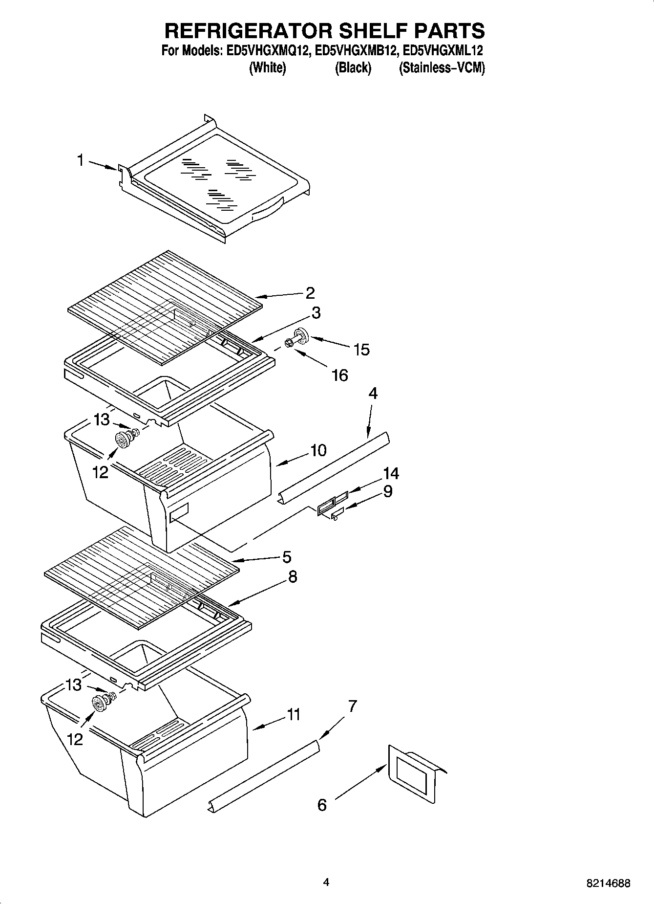 03 - REFRIGERATOR SHELF PARTS