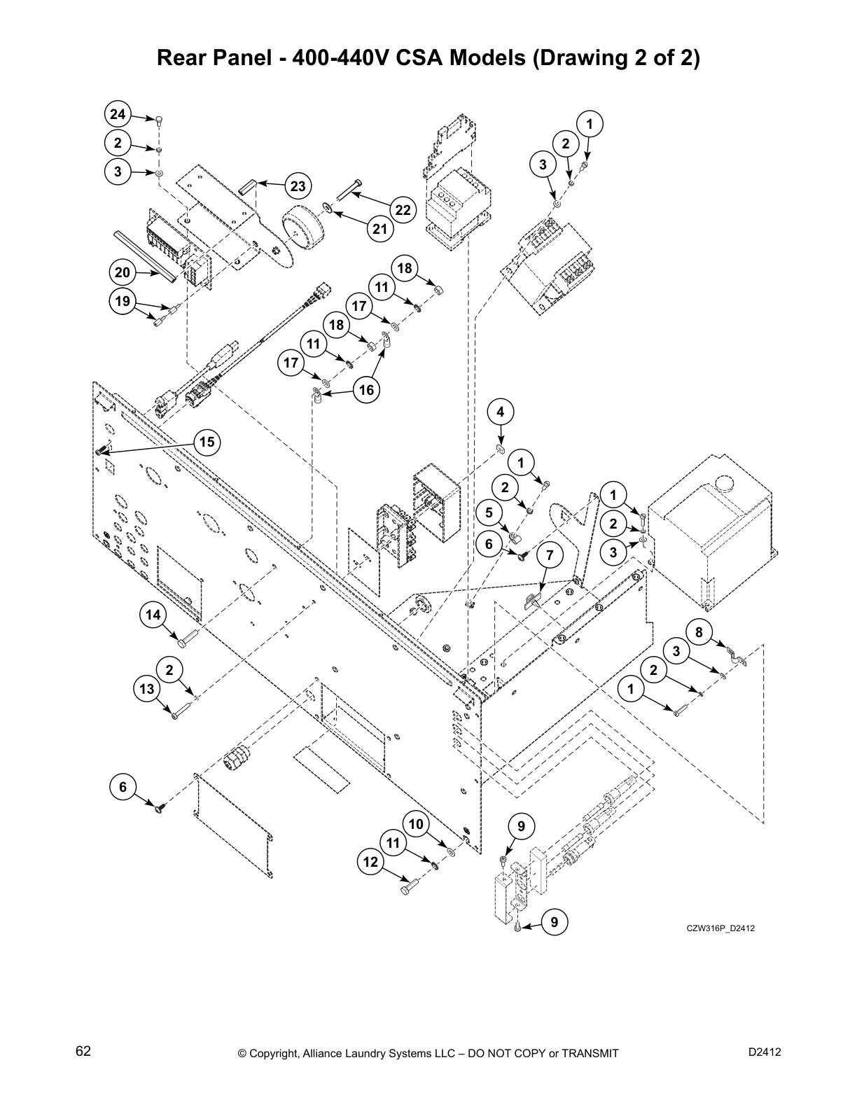 Rear Panel - 400-440V CSA Models (Drawing 2 of 2)