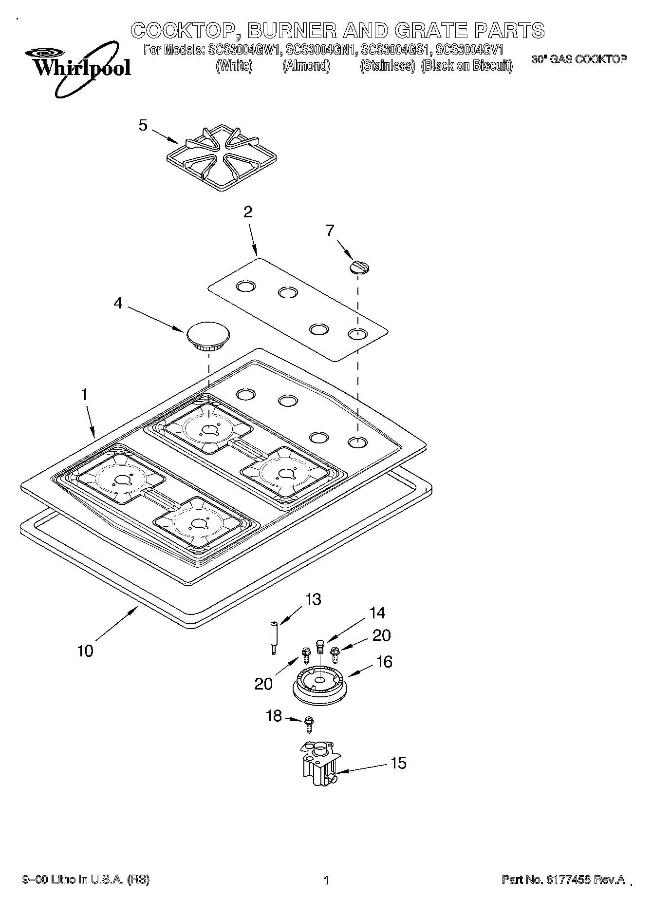 01 - COOKTOP, BURNER AND GRATE