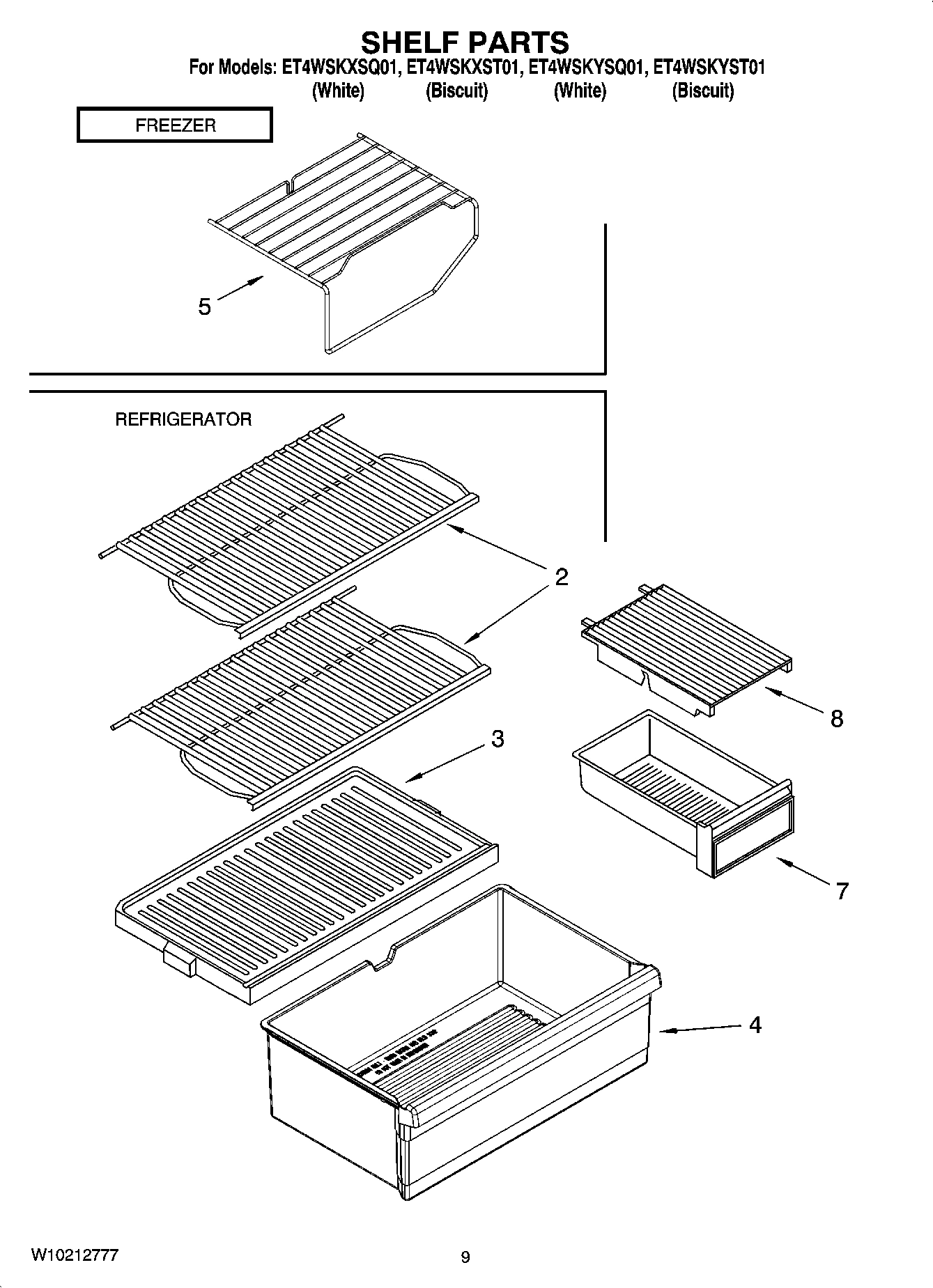 05 - SHELF PARTS, OPTIONAL PARTS (NOT INCLUDED)