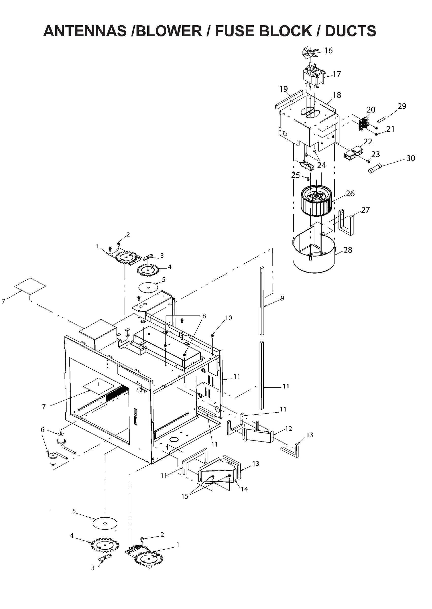 ANTENNAS / BLOWER / FUSE BLOCK / DUCTS