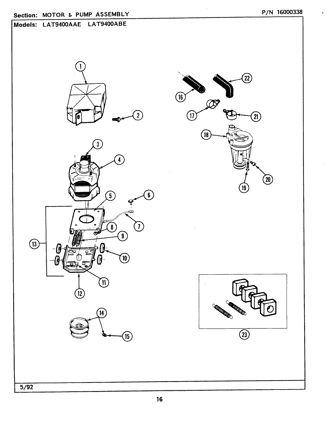 05 - MOTOR & PUMP ASSEMBLY (LAT9400AAE & ABE)
