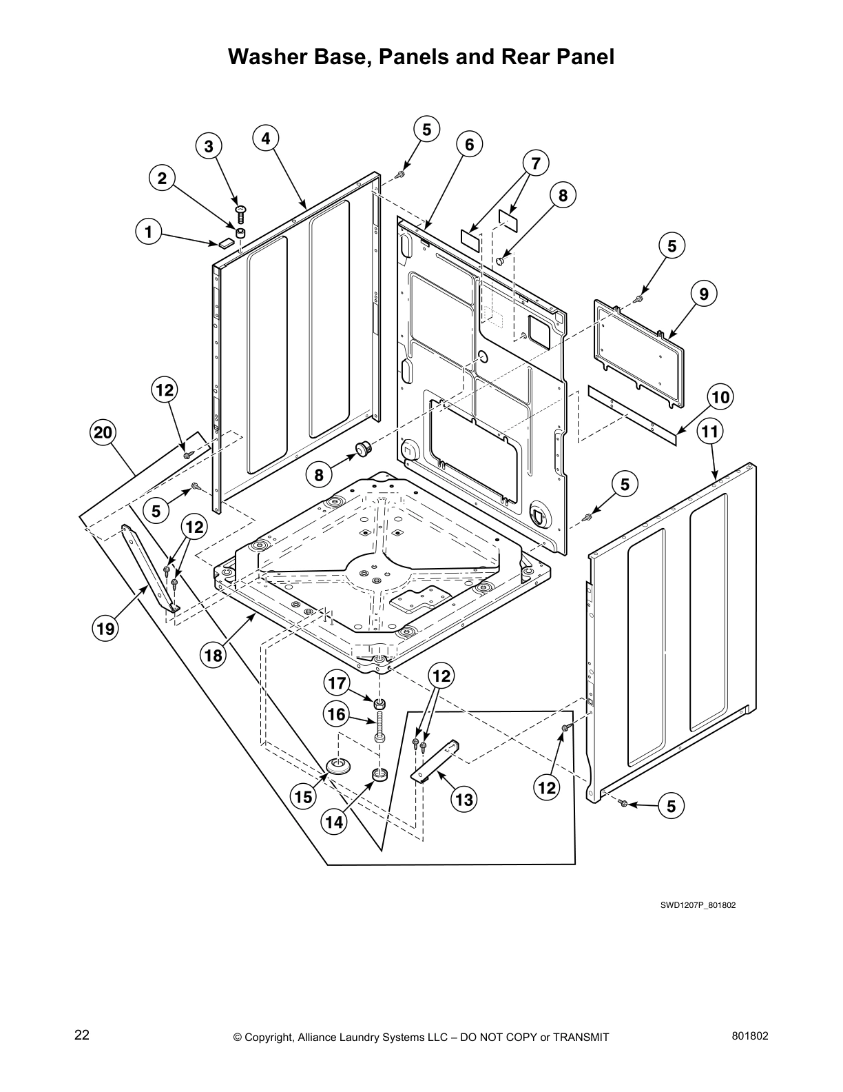 Washer Base, Panels and Rear Panel