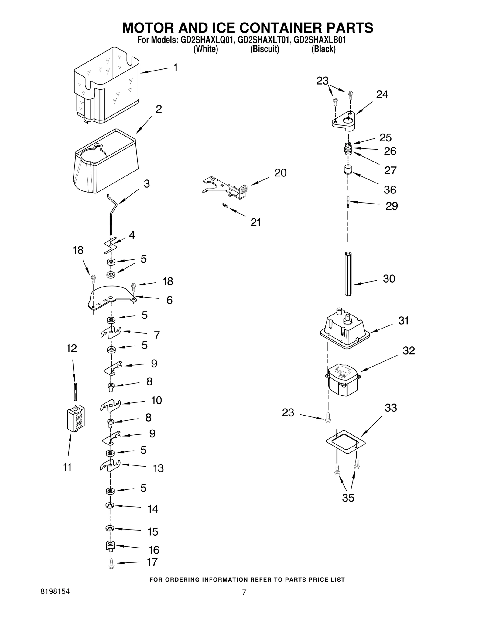 MOTOR AND ICE CONTAINER PARTS