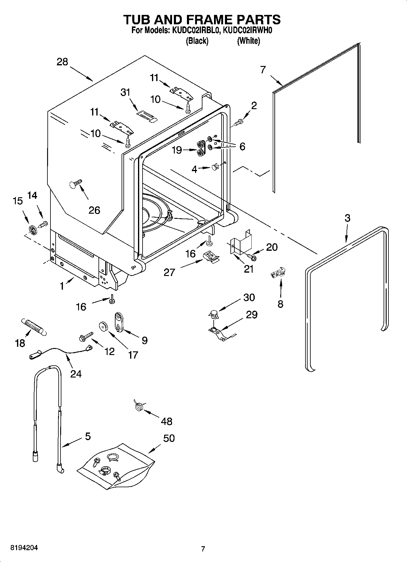 07 - TUB AND FRAME PARTS