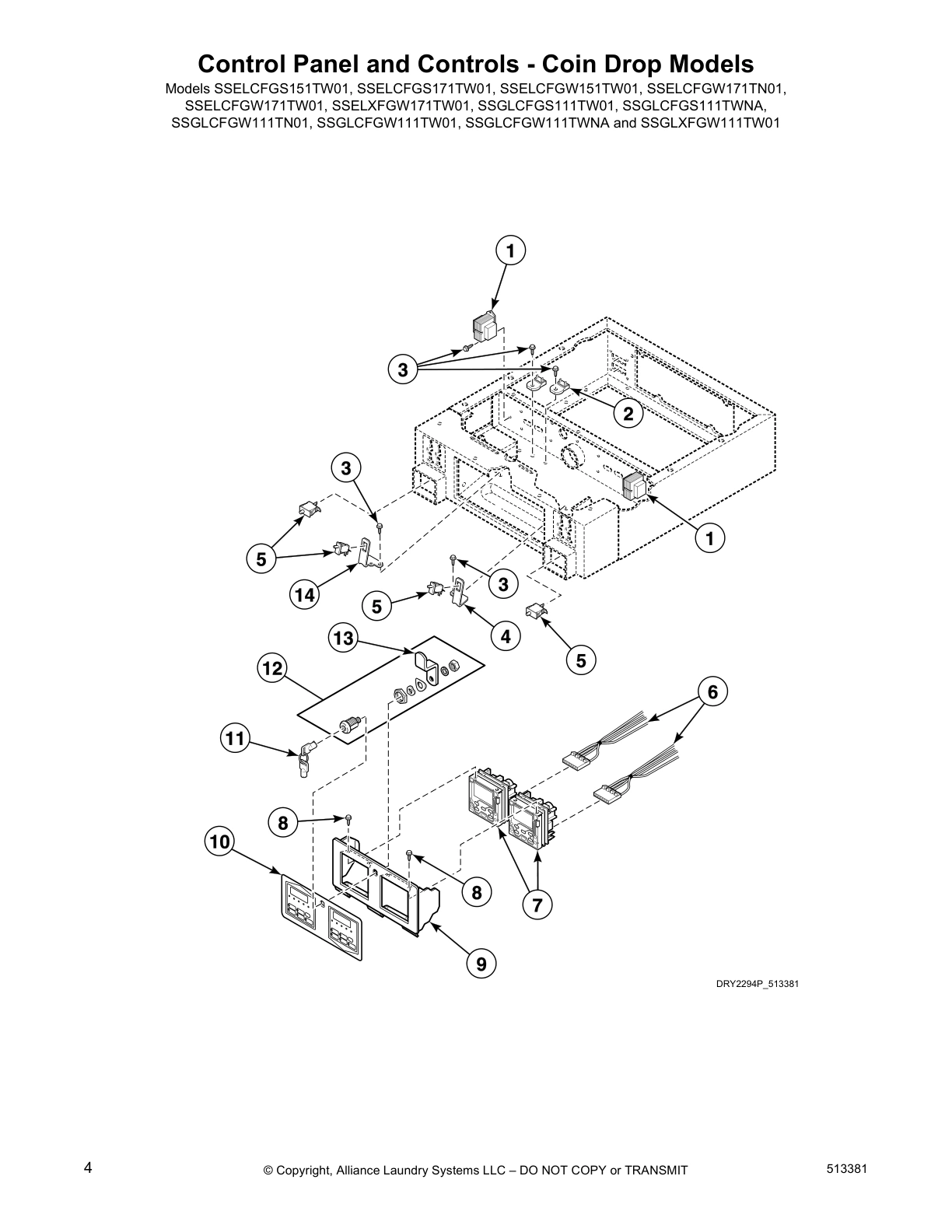 Control Panel and Controls - Coin Drop Models