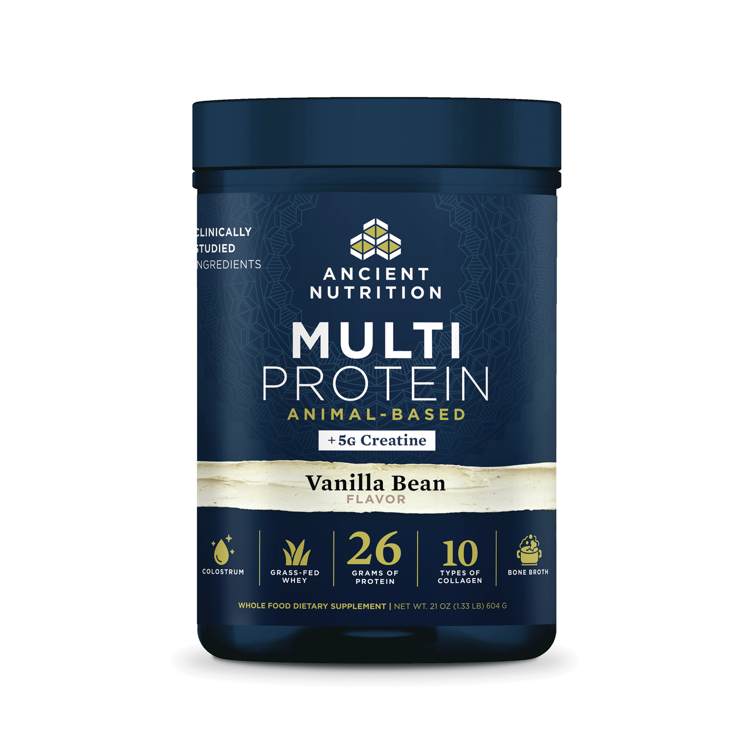 Ancient Nutrition Multi Protein Animal Based + Creatine - Vanilla Bean Vitamin | 21 oz Powder