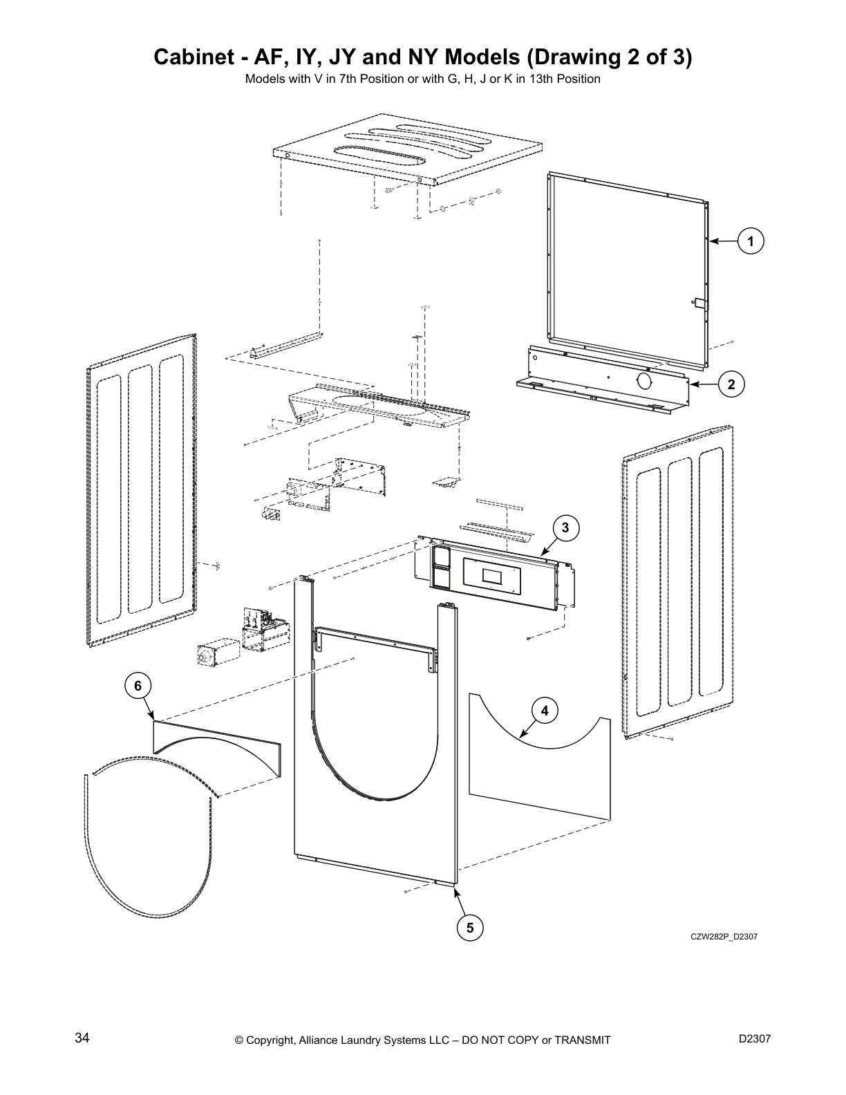 Cabinet - AF, IY, JY and NY Models (Drawing 2 of 3)