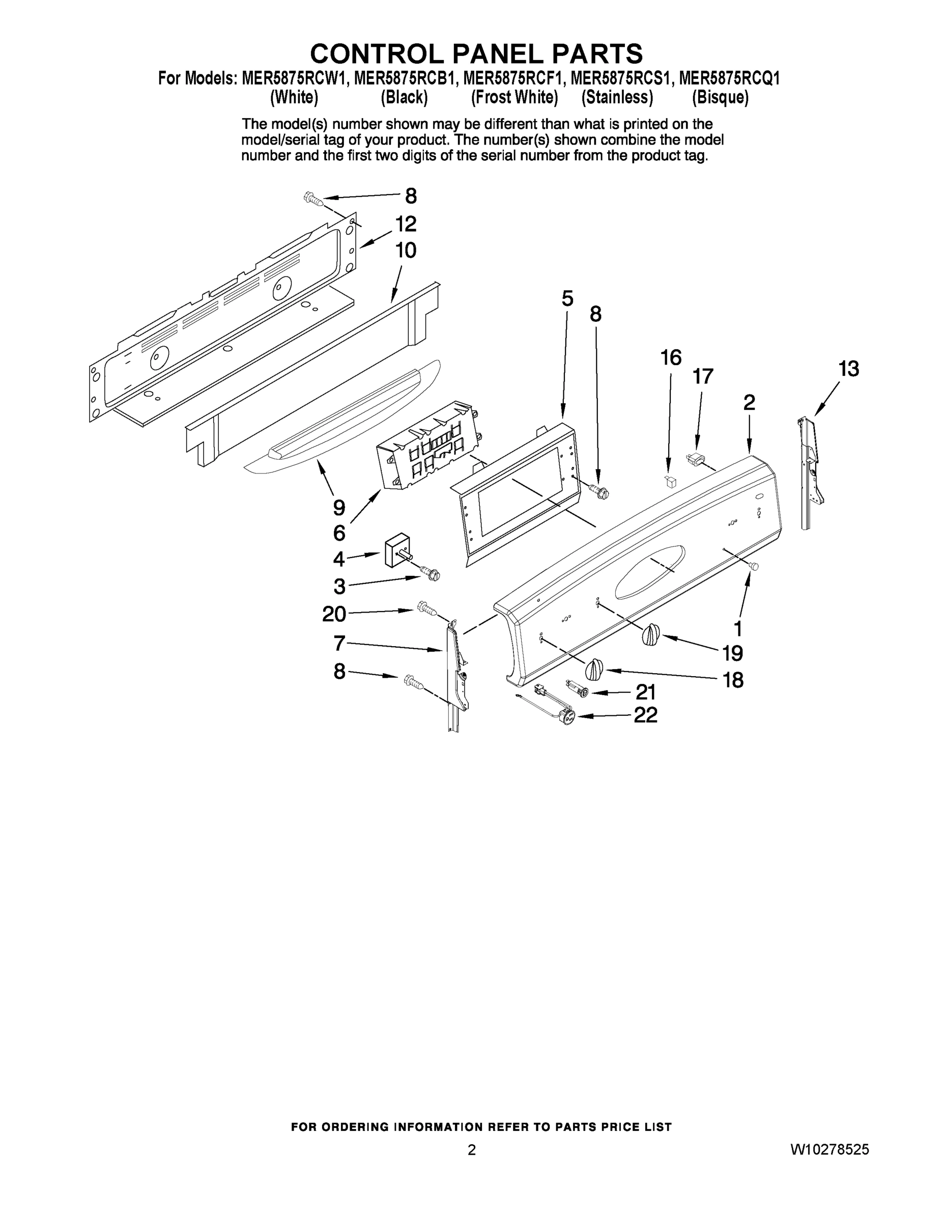 02 - CONTROL PANEL PARTS