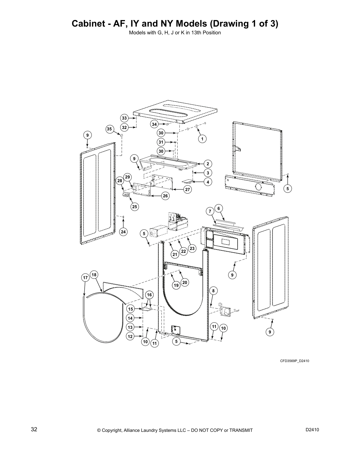 Cabinet - AF, IY and NY Models (Drawing 1 of 3)