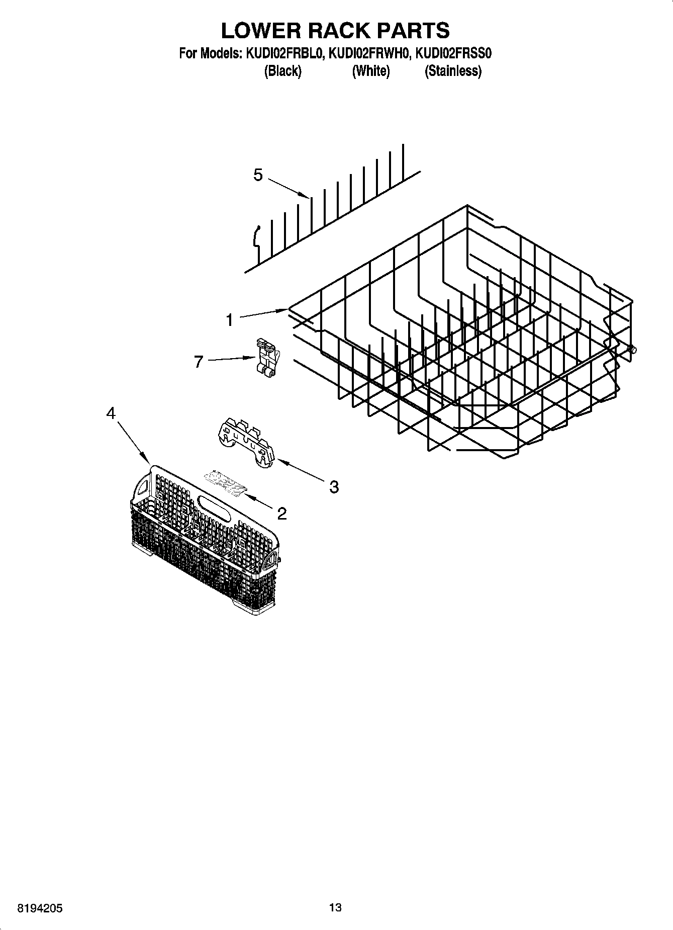 11 - LOWER RACK PARTS, OPTIONAL PARTS (NOT INCLUDED)