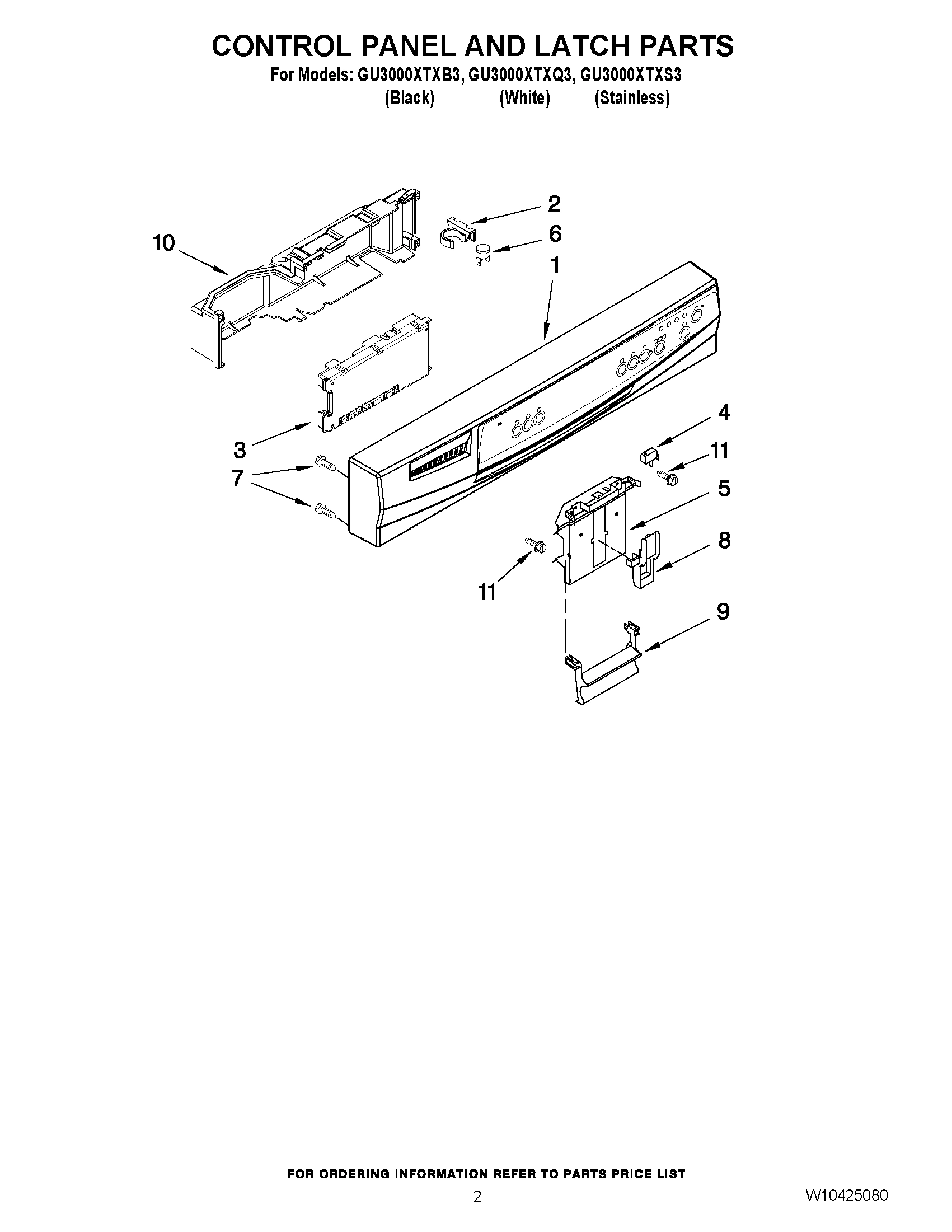 02 - CONTROL PANEL AND LATCH PARTS