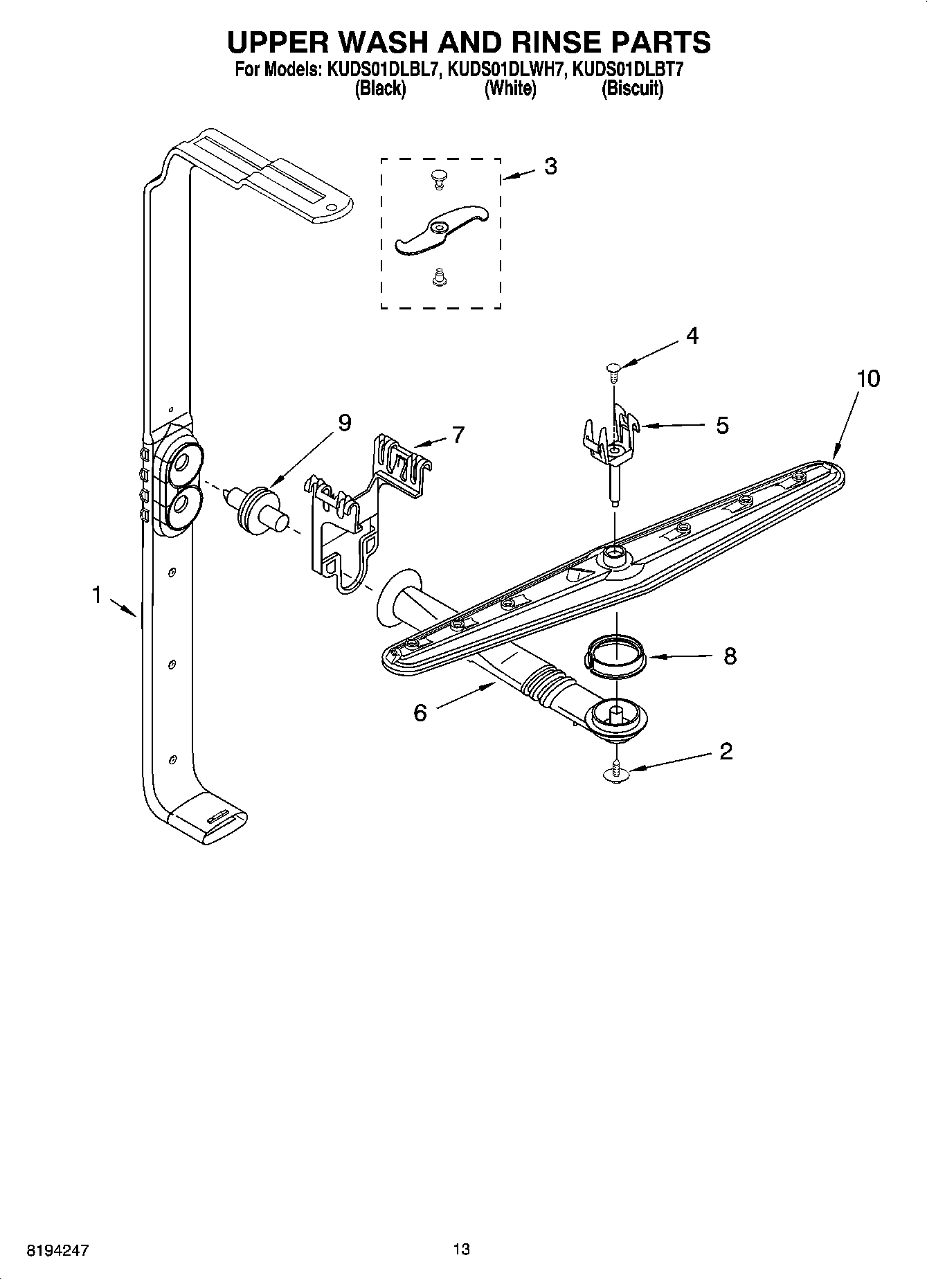10 - UPPER WASH AND RINSE PARTS