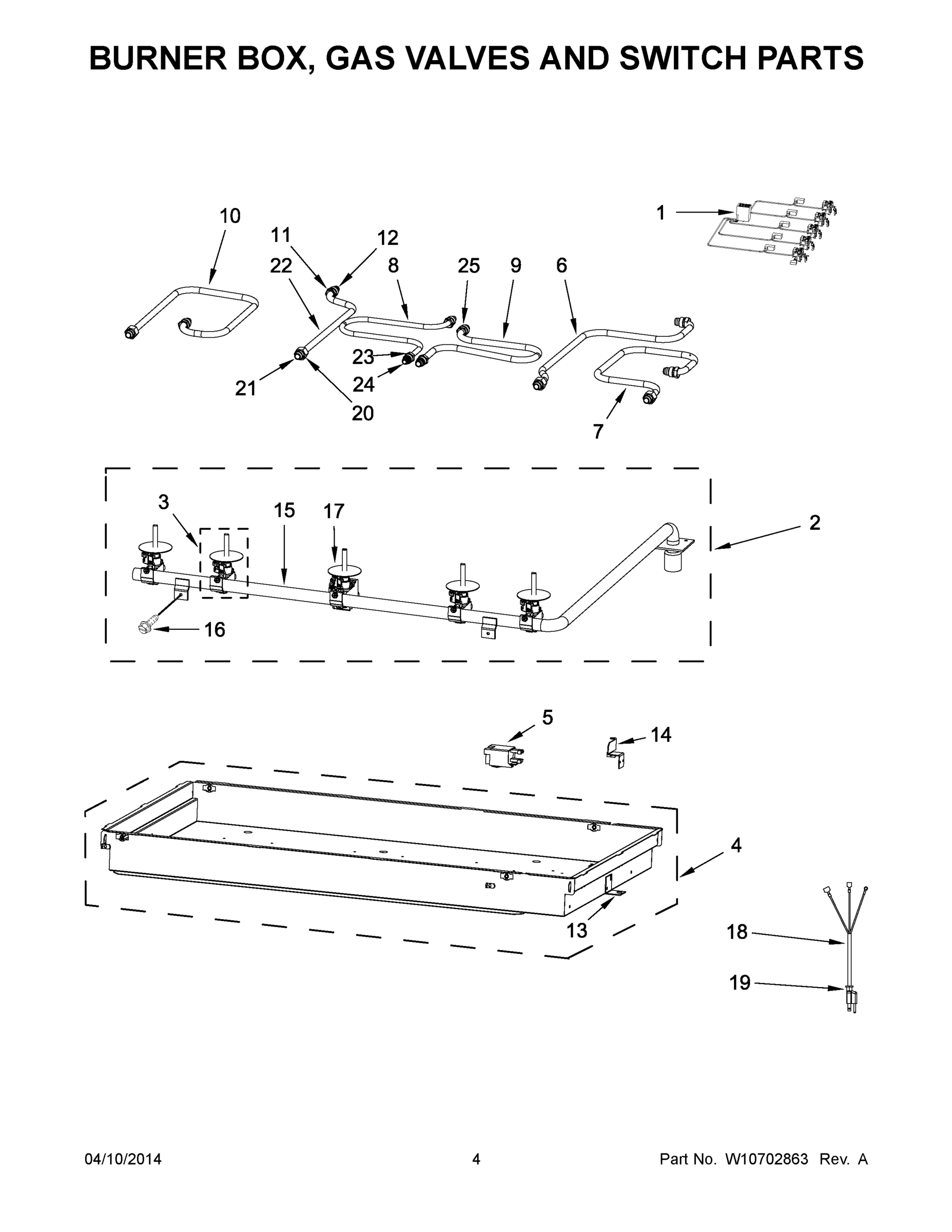 03 - BURNER BOX, GAS VALVES AND SWITCH PARTS