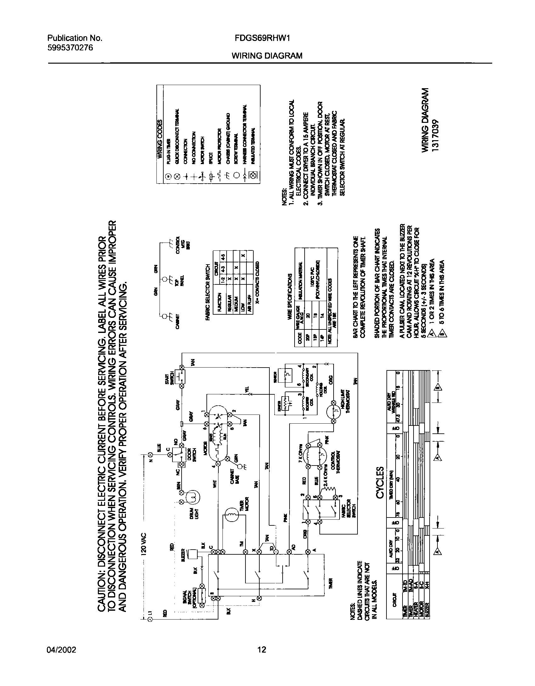 12 - 131703900 WIRING DIAGRAM