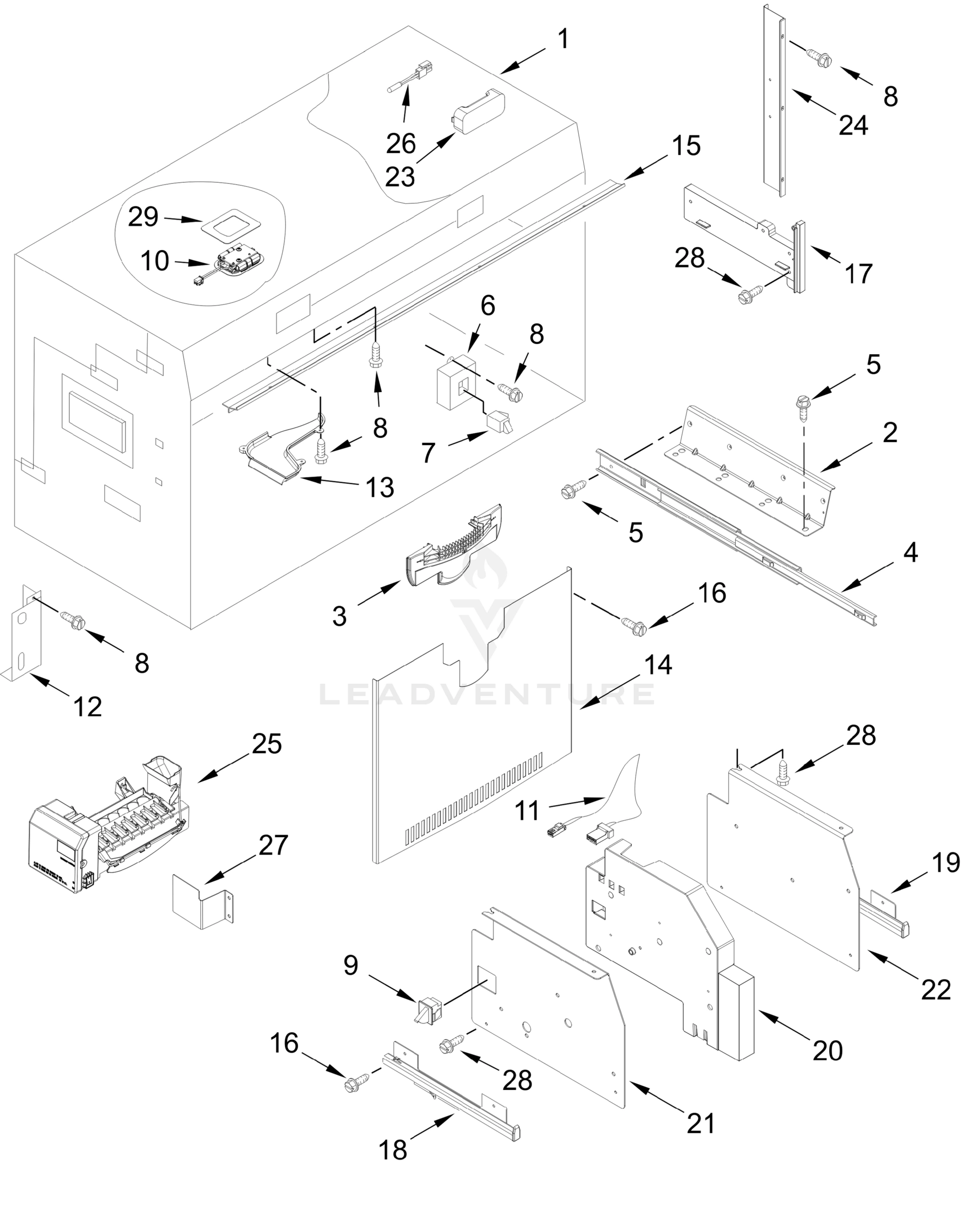 FREEZER LINER AND ICEMAKER PARTS