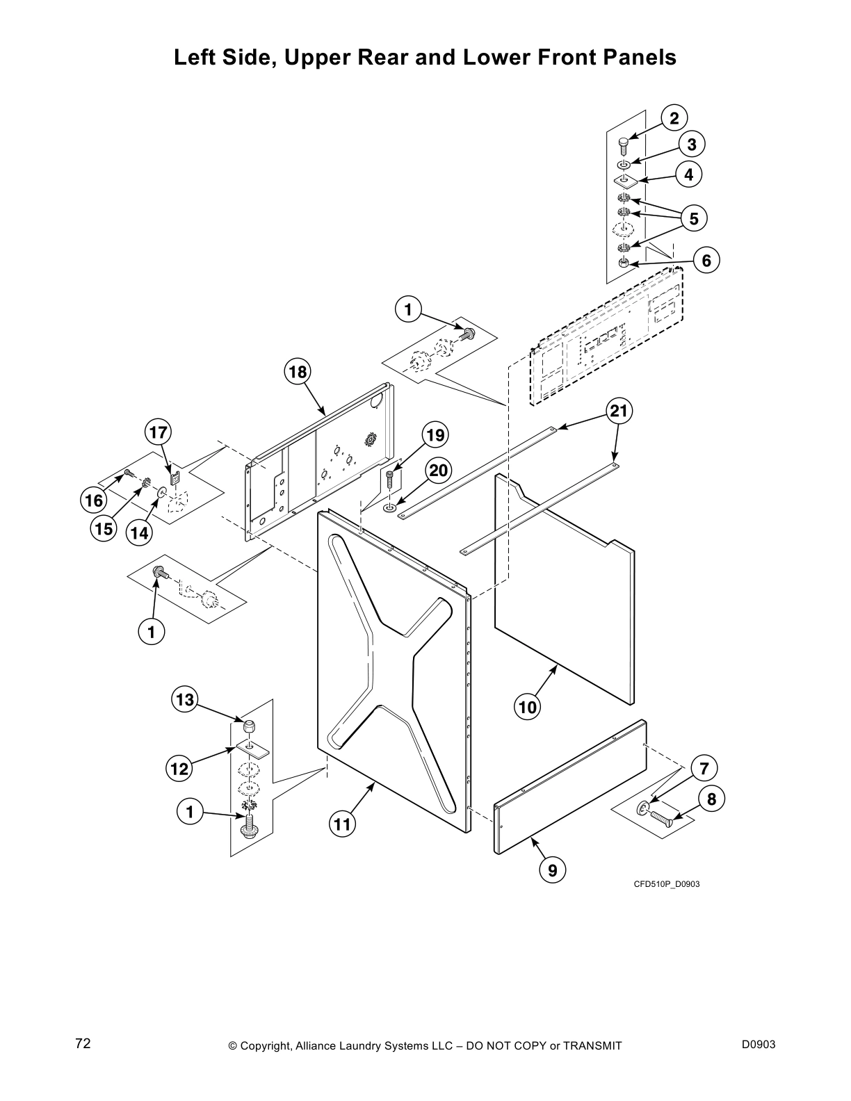 Left Side, Upper Rear and Lower Front Panels