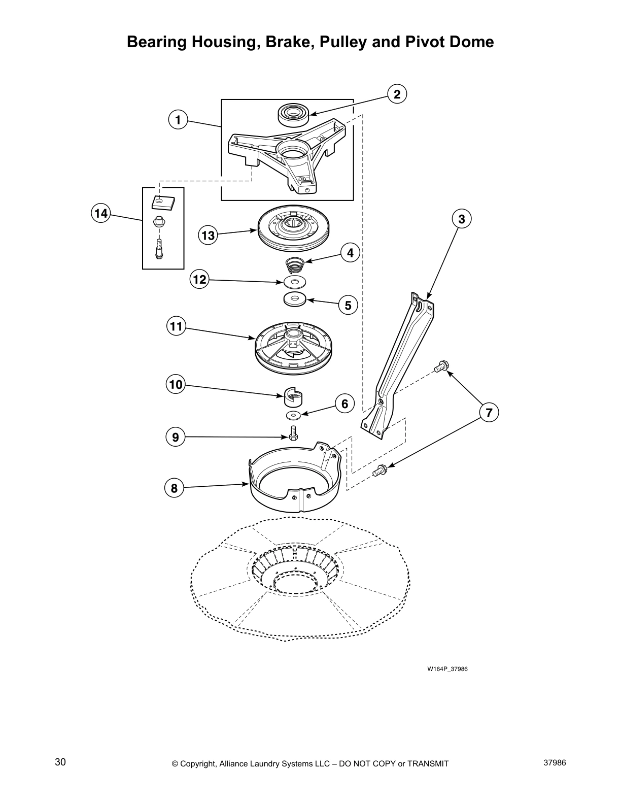 Bearing Housing, Brake, Pulley and Pivot Dome