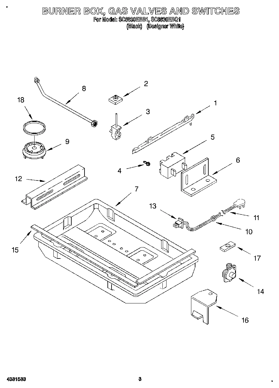 02 - BURNER BOX, GAS VALVES AND SWITCHES