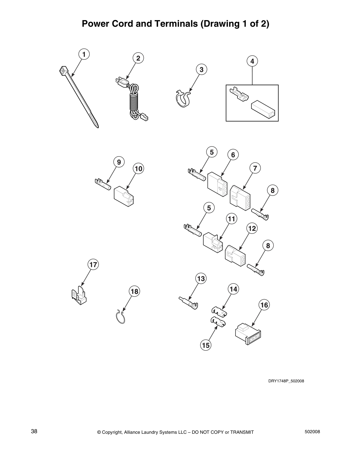Power Cord and Terminals (Drawing 1 of 2)