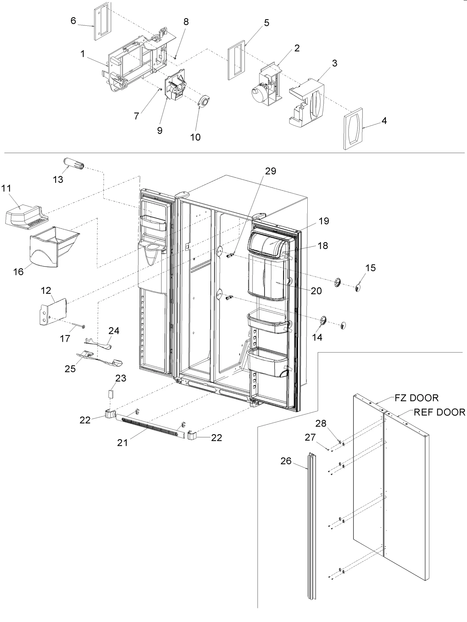 CONTROLS, LIGHT SHIELD & DOOR HANDLES