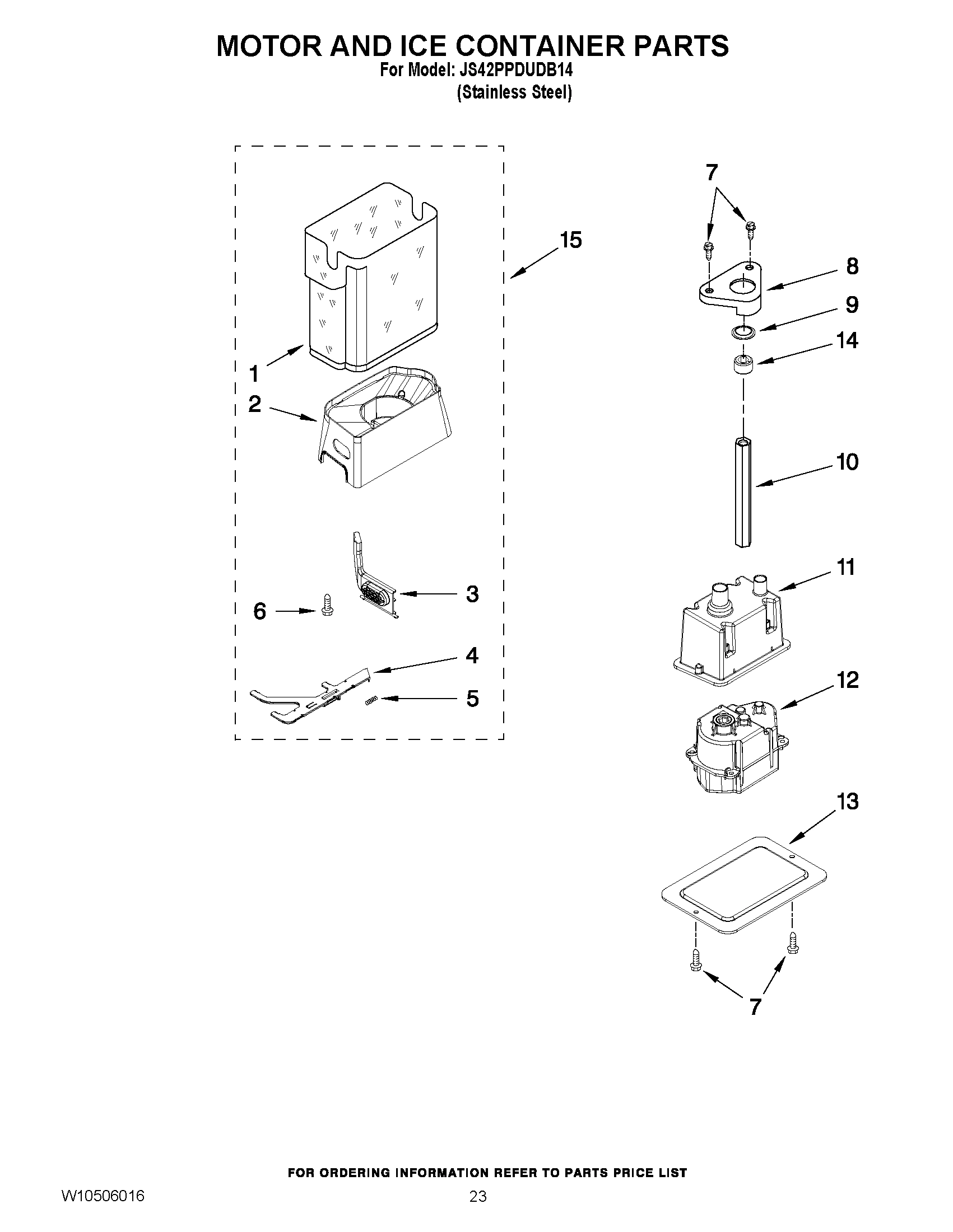 14 - MOTOR AND ICE CONTAINER PARTS