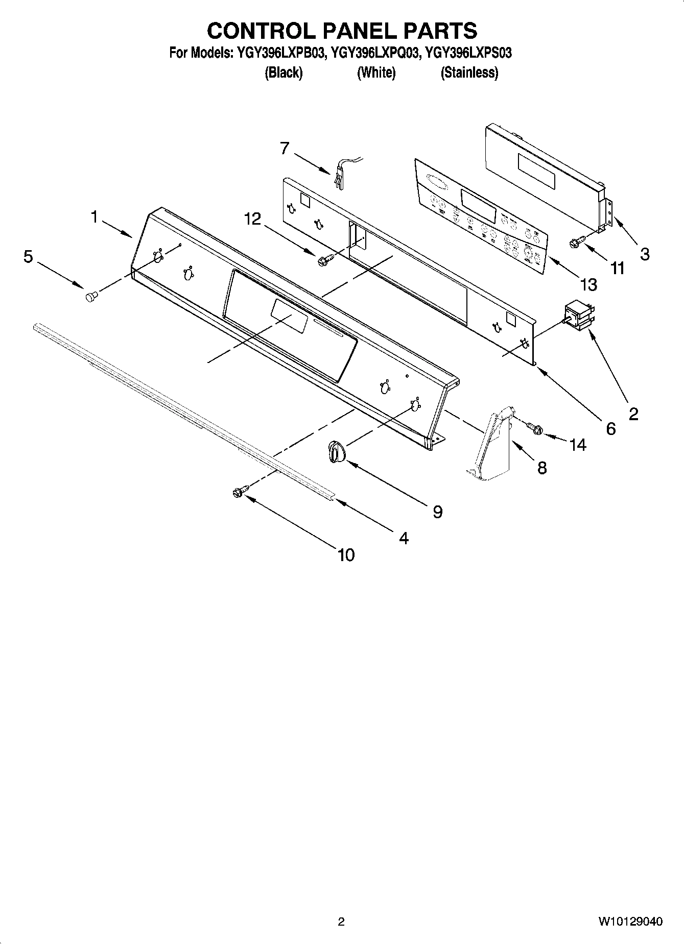 02 - CONTROL PANEL PARTS