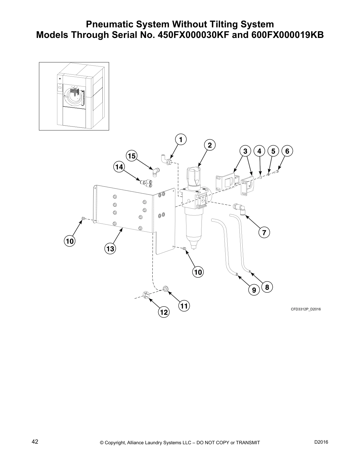 Pneumatic System Without Tilting System 
Models Through Serial No. 450FX000030KF and 600FX000019KB