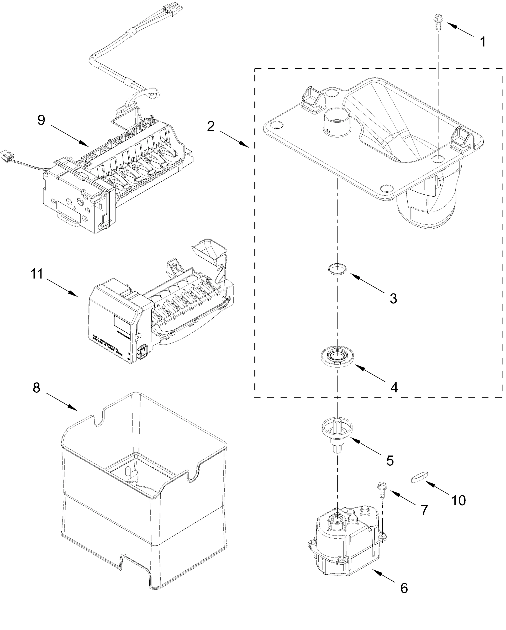 ICEMAKER AND ICE CONTAINER PARTS
