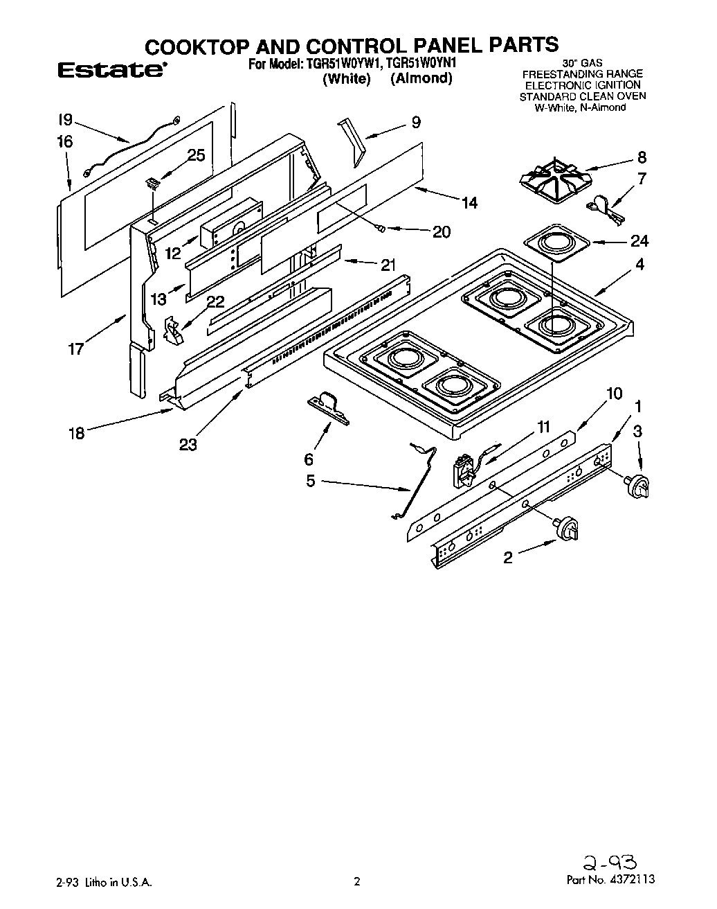 01 - COOKTOP AND CONTROL PANEL, LIT/OPTIONAL