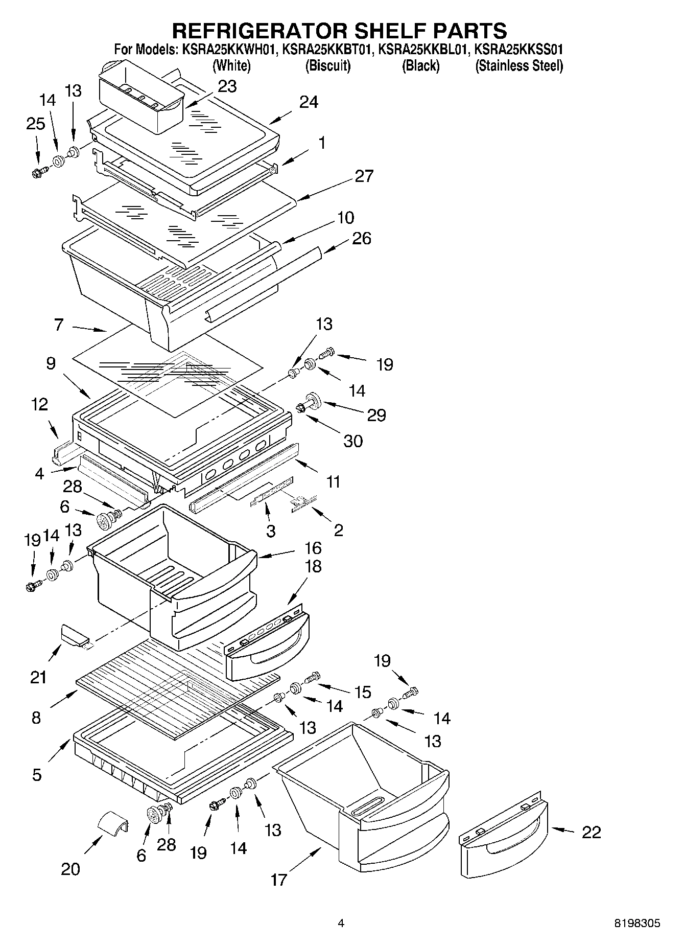 03 - REFRIGERATOR SHELF PARTS