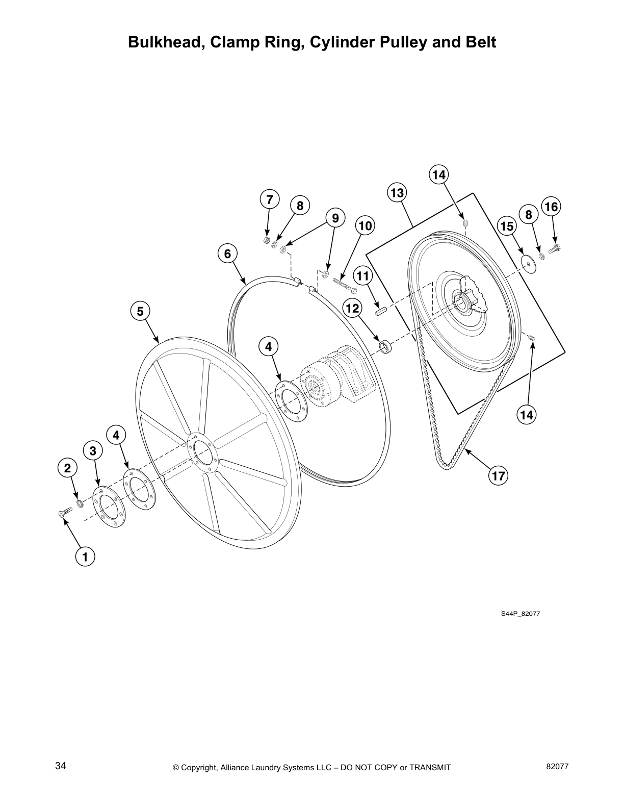 Bulkhead, Clamp Ring, Cylinder Pulley and Belt