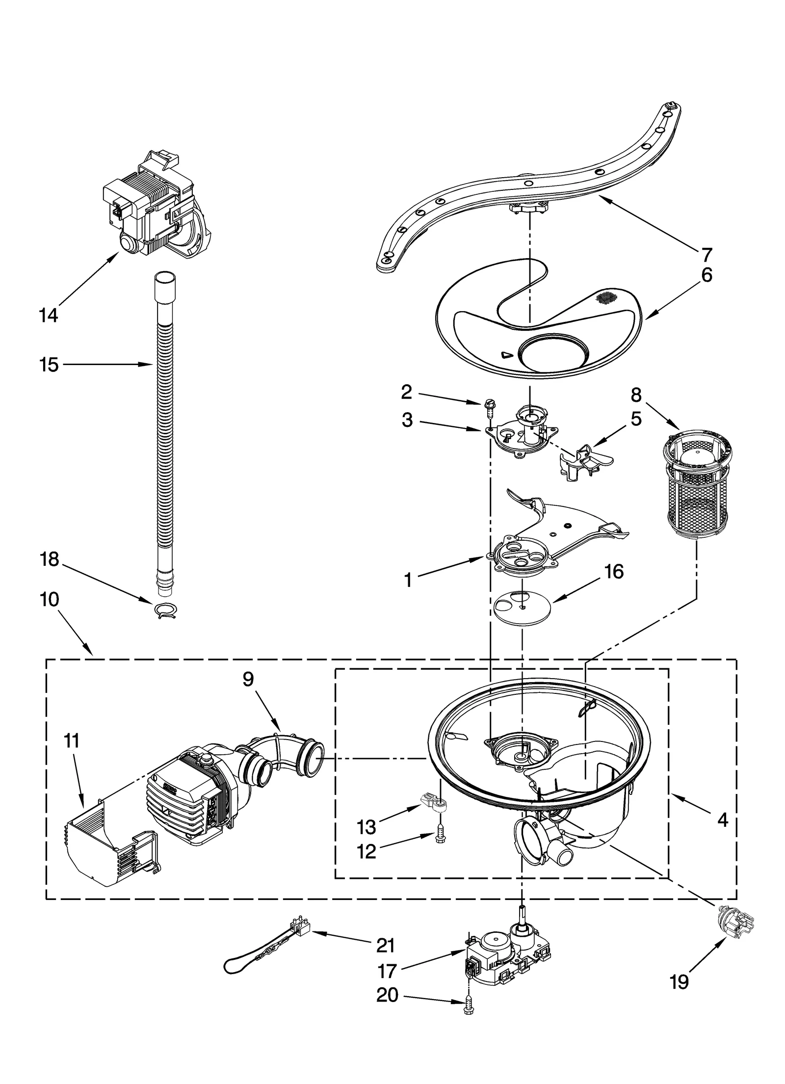 PUMP, WASHARM AND MOTOR PARTS
