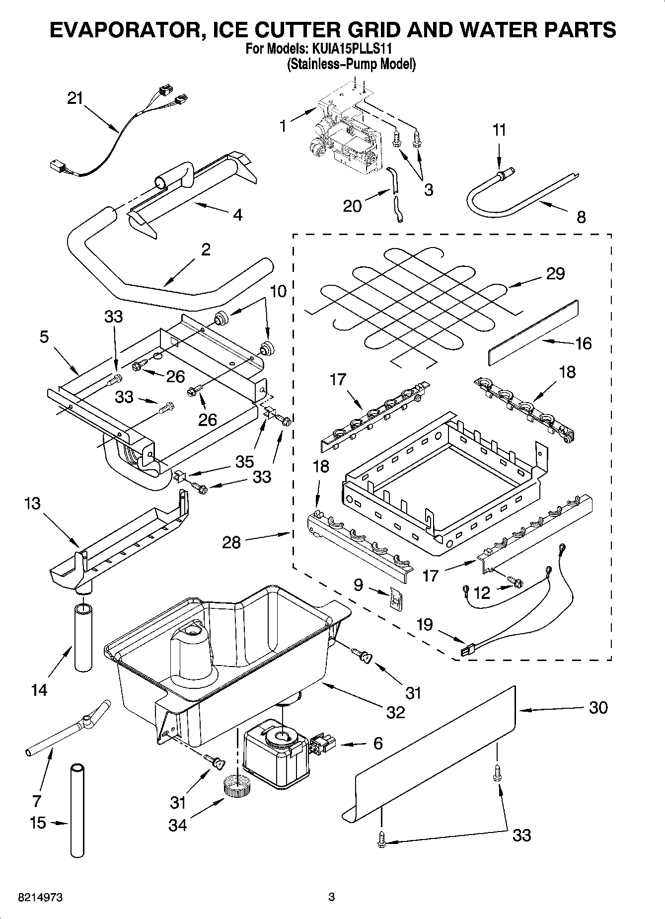 02 - EVAPORATOR, ICE CUTTER GRID AND WATER PARTS
