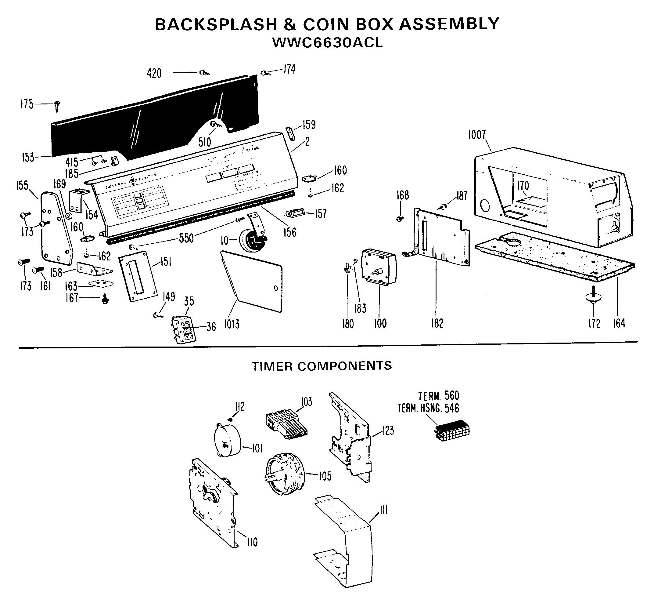 BACKSPLASH & COIN BOX ASSEMBLY