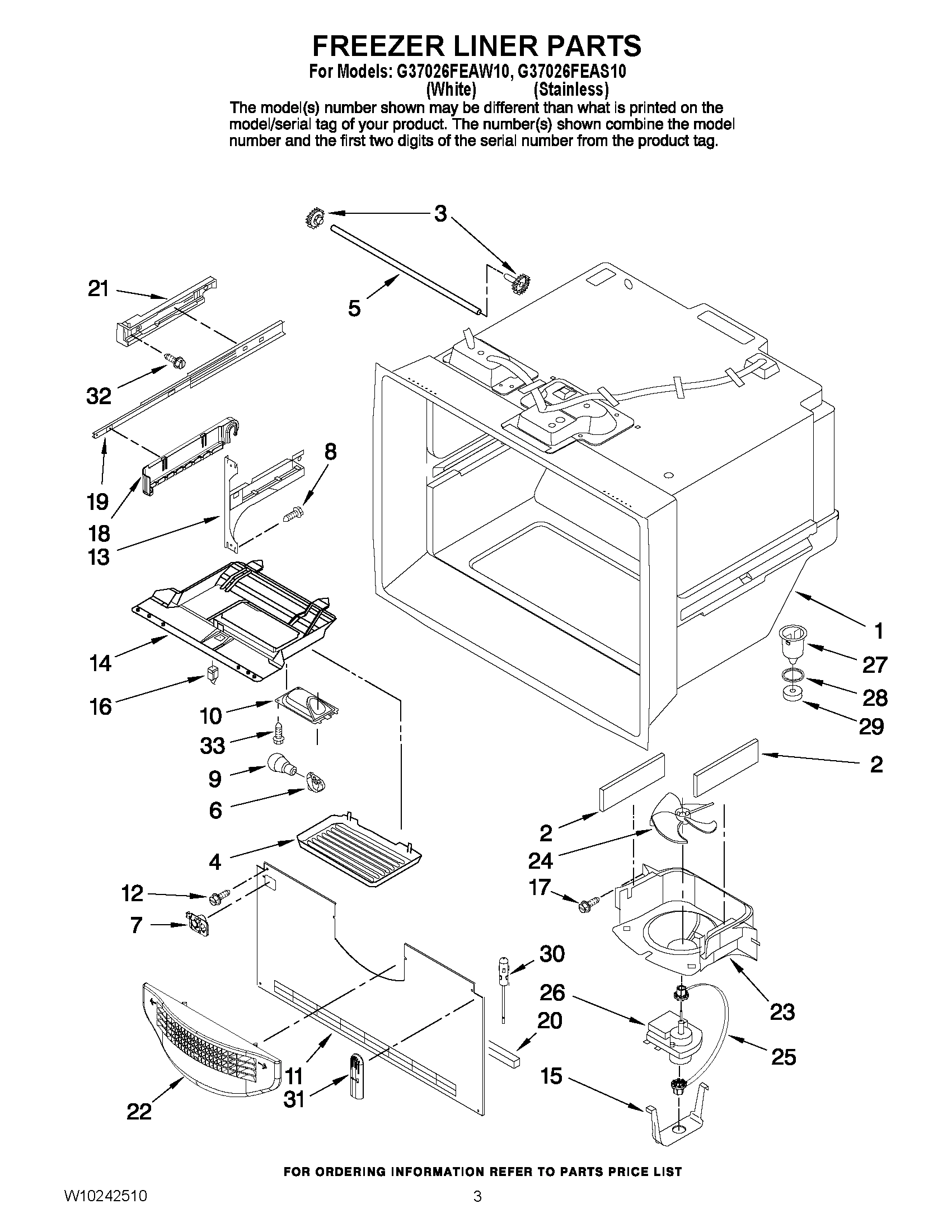 02 - FREEZER LINER PARTS