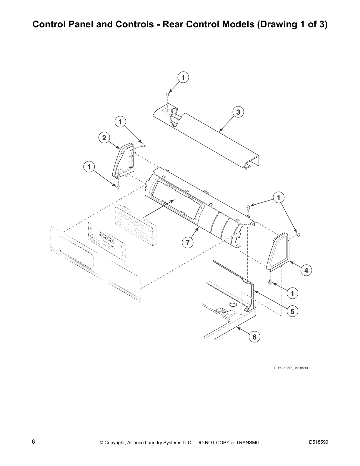 Control Panel and Controls - Rear Control Models (Drawing 1 of 3)