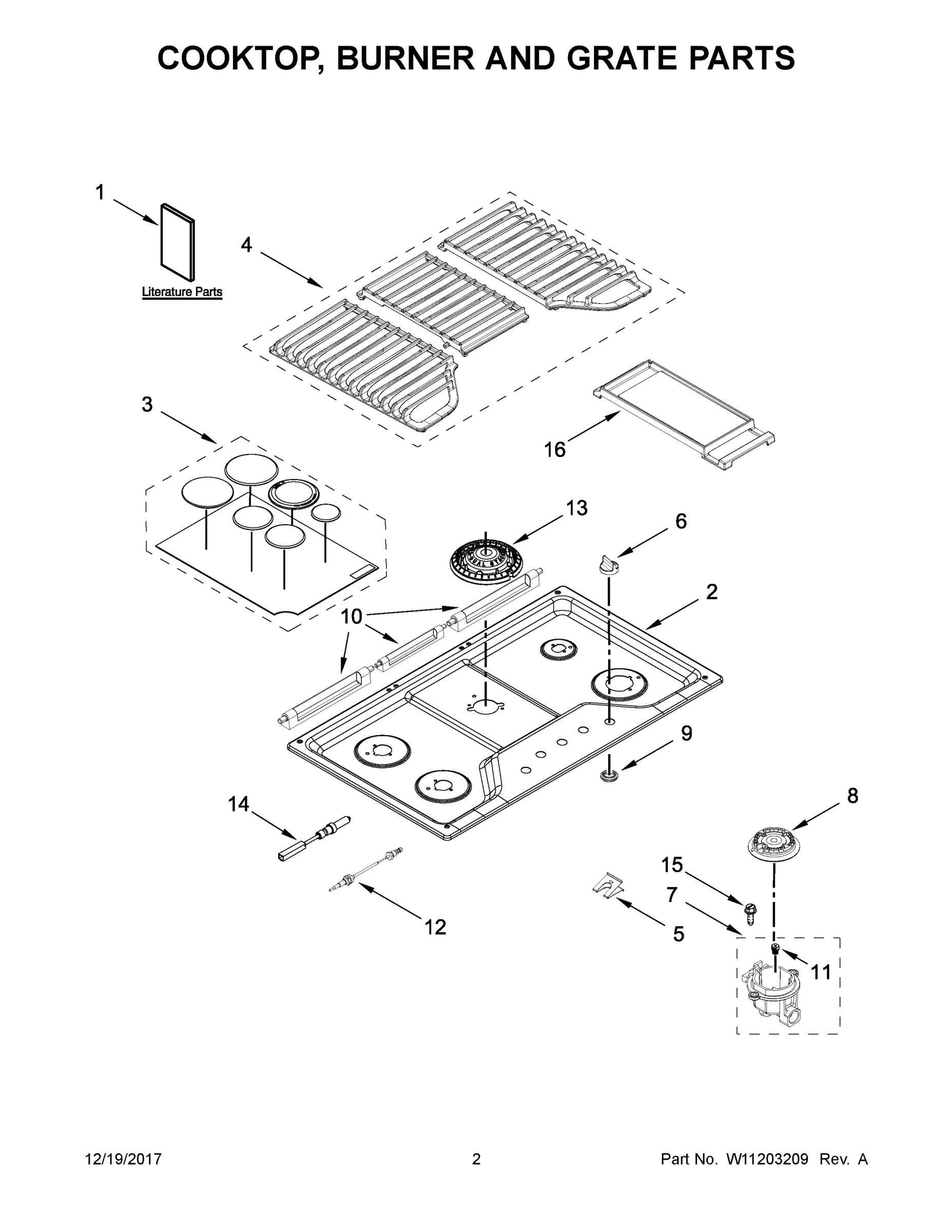 02 - COOKTOP, BURNER AND GRATE PARTS