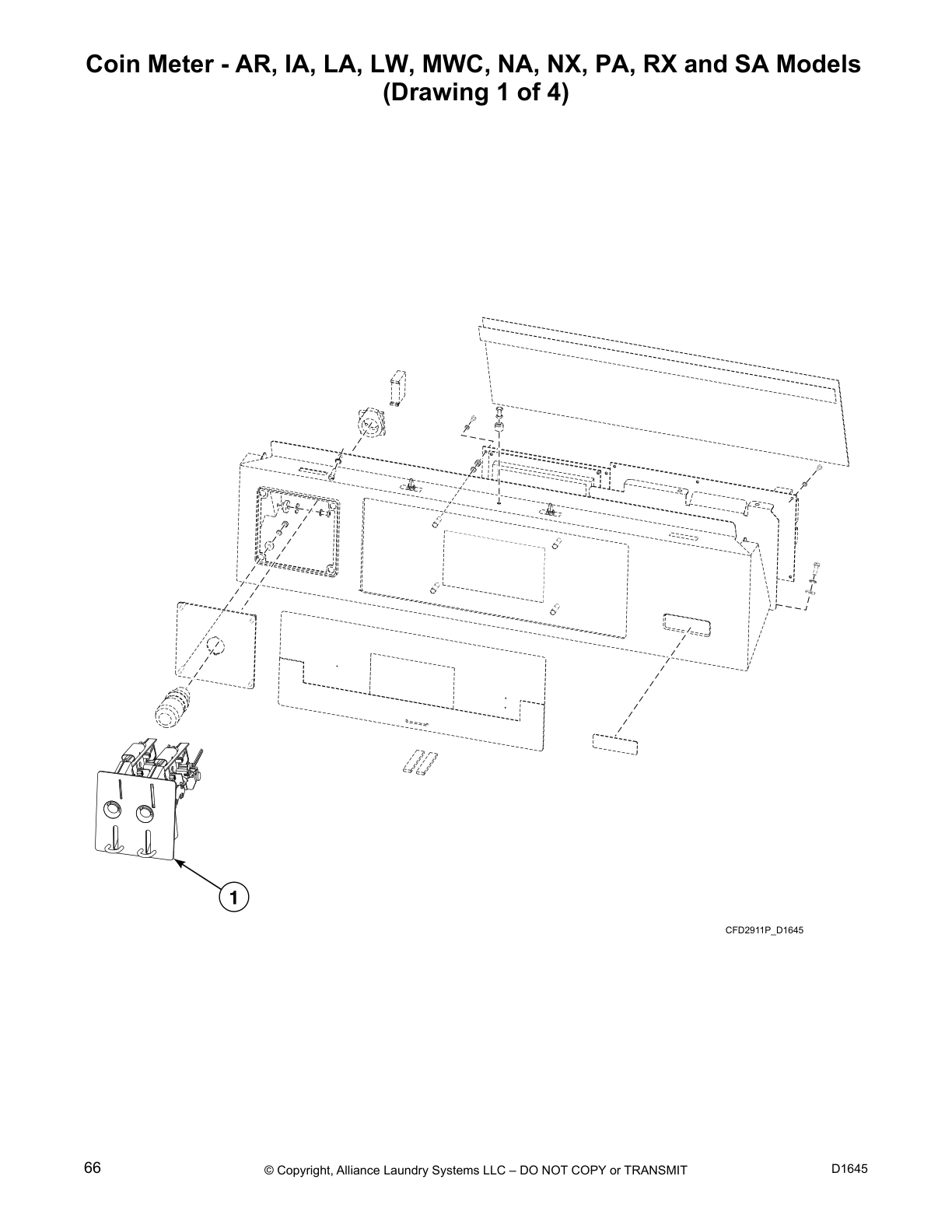 Coin Meter - AR, IA, LA, LW, MWC, NA, NX, PA, RX and SA Models
(Drawing 1 of 4)