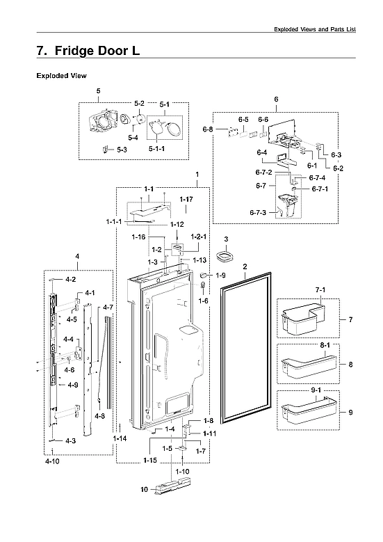 Left Refrigerator Door Parts