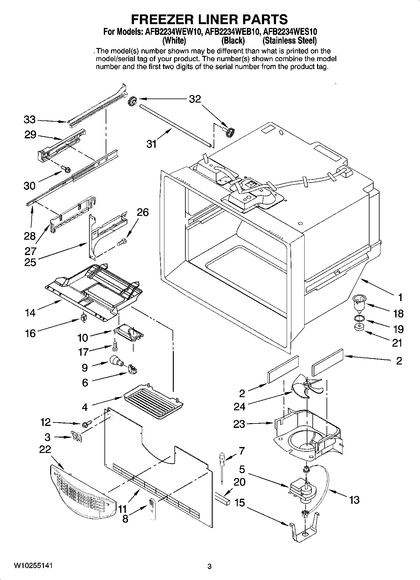 02 - FREEZER LINER PARTS
