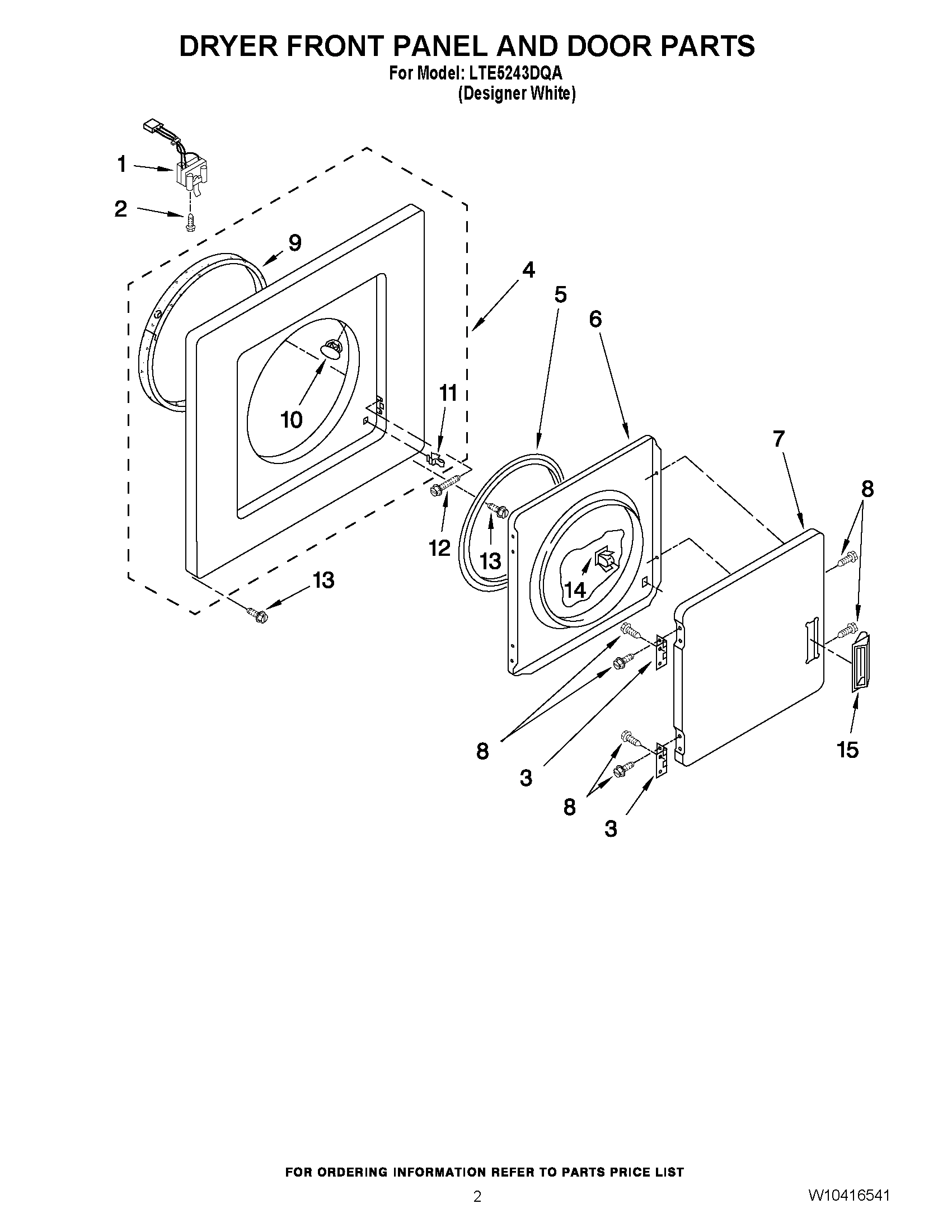 02 - DRYER FRONT PANEL AND DOOR PARTS
