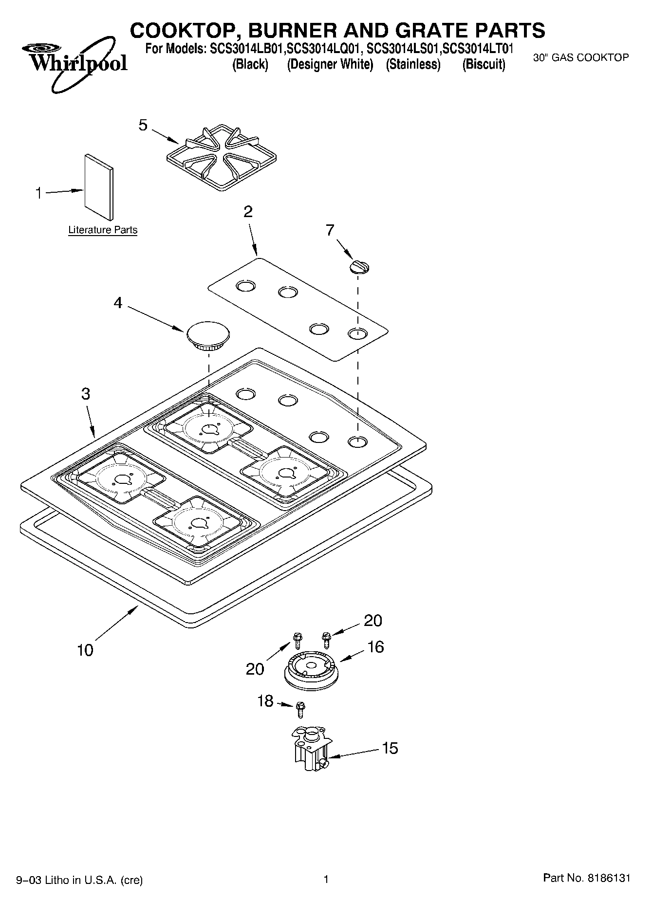 01 - COOKTOP, BURNER AND GRATE PARTS