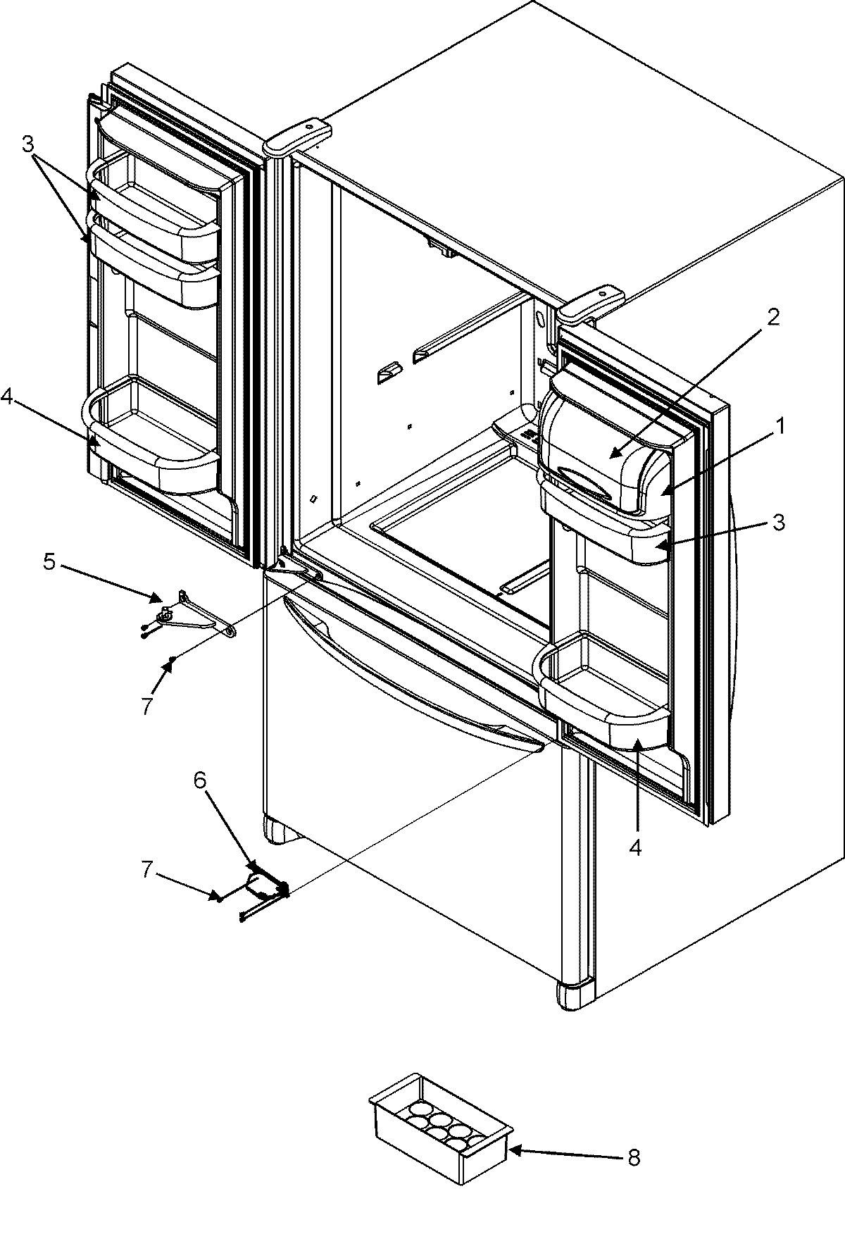 12 - REF DR STORAGE & CENTER HINGES