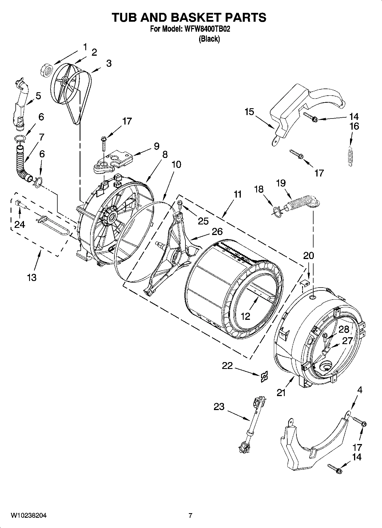 06 - TUB AND BASKET PARTS, OPTIONAL PARTS (NOT INCLUDED)